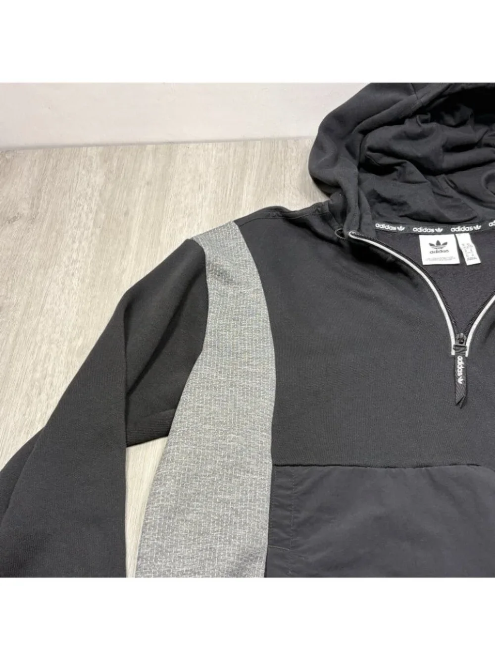 XL Men's Black Adidas Sweatshirt Hoodie Quarter Zip Pull Over